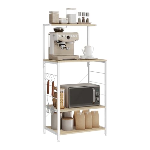 Woltu Keukenkast met 4 Planken Licht Eiken en Wit 60 x 40 x 123 cm