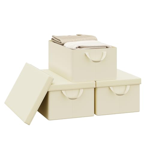 Woltu Opbergdoos met Deksel Set van 3 Crème 48 x 20 x 29 cm