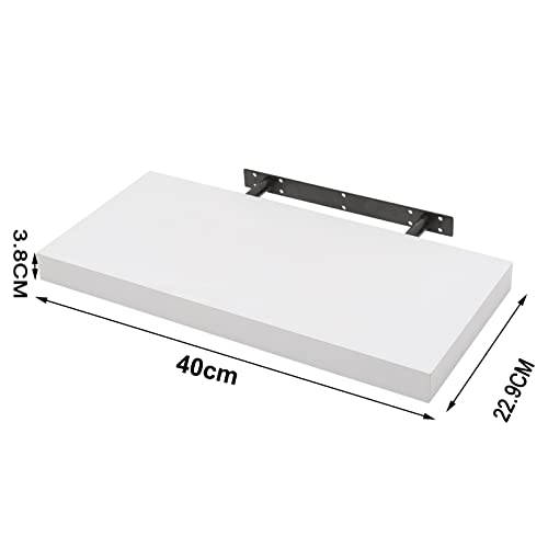 Woltu Wandplank Set RG9372ws-3 - Set van 3 Zwevende Wandplanken - MDF Hout - Wit - 40 x 22,9 x 3,8 cm