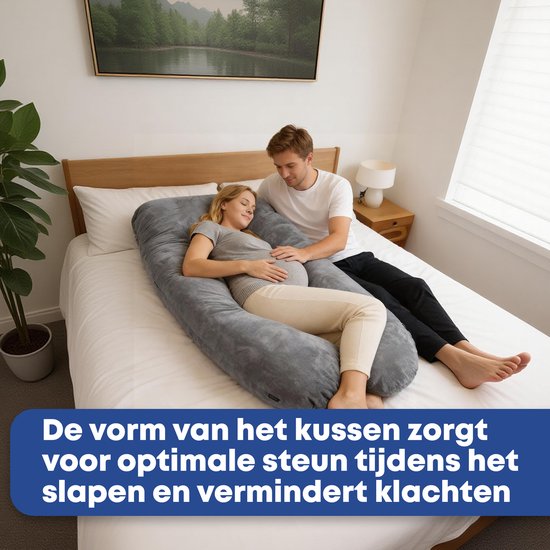 Earkings Zwangerschapskussen Zijslaapkussen - Donkergrijs - 140x80cm