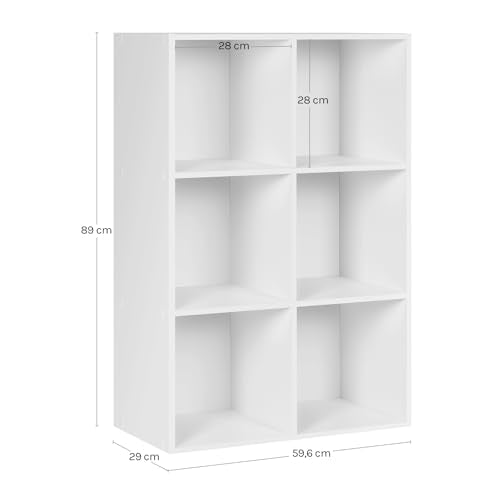 Woltu Boekenkast met 6 Compartimenten Wit 59,6 x 29 x 89 cm