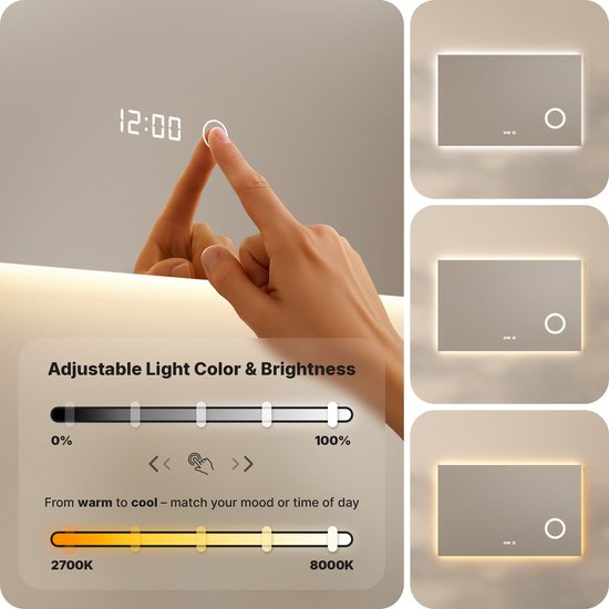 Mirlux Badkamerspiegel met LED Verlichting & Verwarming – 110x70CM