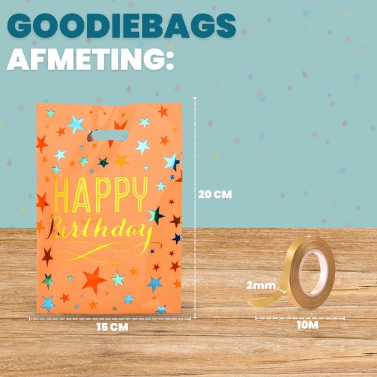 Feestio Uitdeelzakjes 100 Stuks - 17 x 25 cm - Snoepzakjes - Traktatie Zakjes Kinderfeestje - Cadeauzakjes Cadeautasjes - Verjaardag
