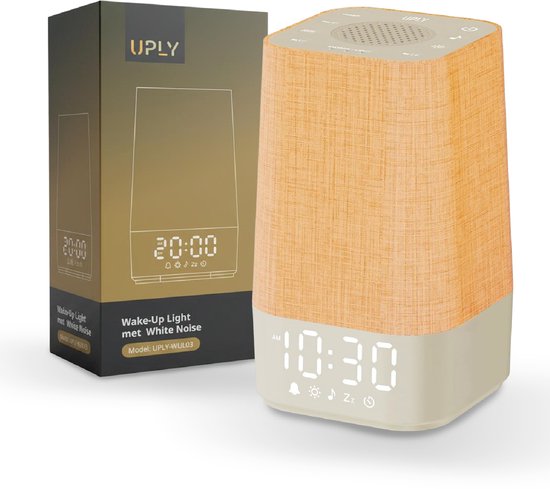 UPLY Wake up light - Met USB oplaadpunt - Met 30 geluiden - Wekker met licht - White noise - Digitale wekker