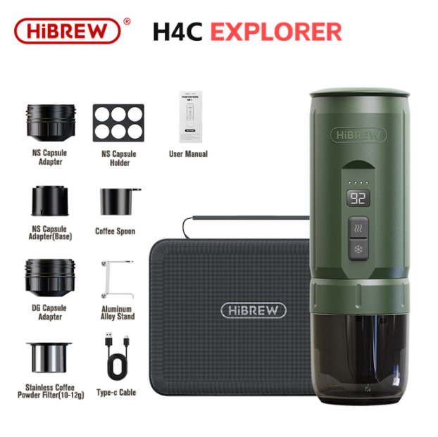 HiBREW H4C Draagbaar Espressoapparaat - Groen - 220 x 75 mm