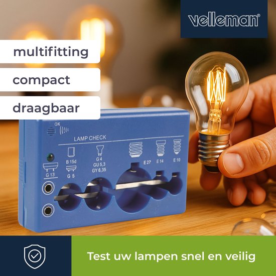 Velleman VTTEST8 Lamptester - Hoorbare en Visuele Indicator - Universeel