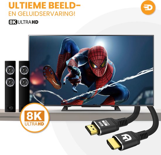Drivv. Premium HDMI Kabel 2.1 - Ultra HD 8K - HDMI naar HDMI - Geschikt voor Xbox Series X & PS5 - 1 meter - Zwart
