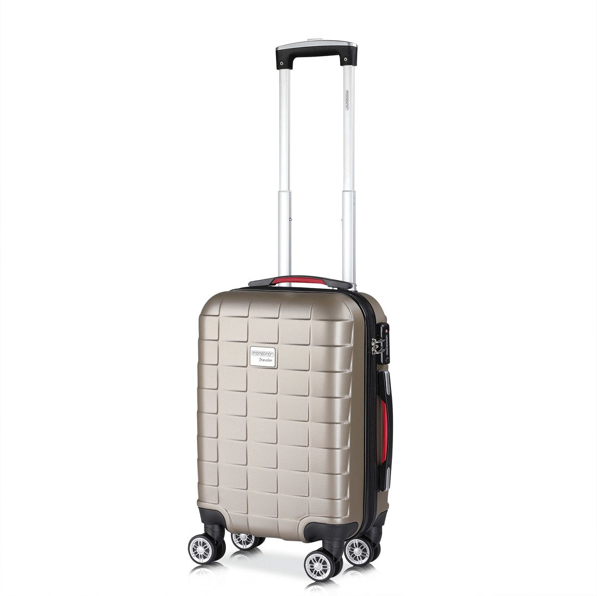Monzana Exopack Handbagagekoffer 41 Liter - 53 x 37 x 21 cm - Hardcase met TSA-slot en 4 Dubbele Zwenkwielen - Champagne