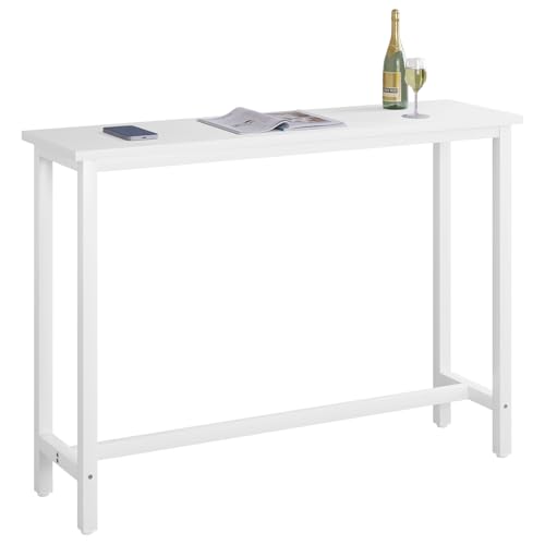 Woltu Keuken Bartafel Ontbijttafel Koffietafel - Metaal Wit Frame - 140x40 cm
