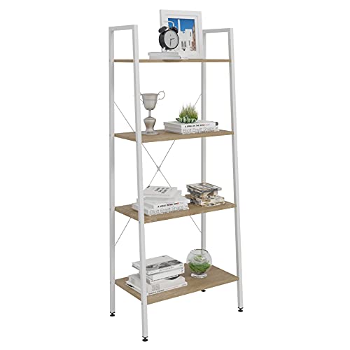 Woltu Houten Opbergkast 4 Lagen - Stevig Metaal/Wit - 60x35x148 cm
