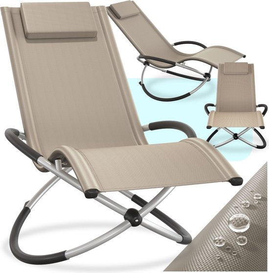 tectake® - ligstoel ligbed zonnebed - ergonomisch, opvouwbaar - Draagkracht 150 kg - beige -