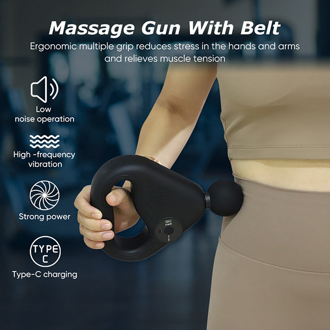Massage Gun met Riem – Grijs, 0,5 kg, 25 cm x 7 cm x 5 cm