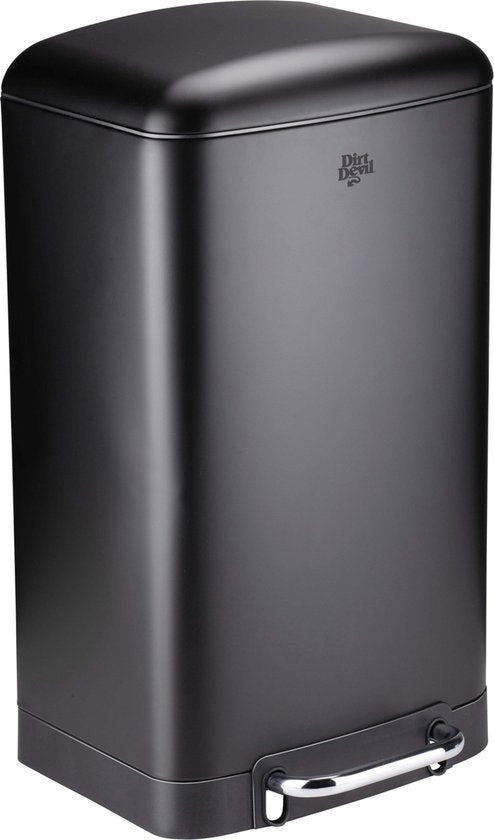 Dirt Devil Pedaalemmer 30 Liter - Afvalemmer Soft Close Mechanisme - Prullenbak met Verwijderbare Binnenbak - voor Keuken en Badkamer - 34,5 x 32,5 x 61,5 - RVS - Zwart