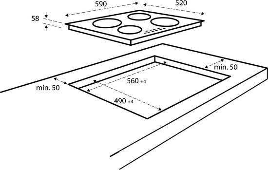 Tomado TIH6001B - Inductie kookplaat - Inbouw - Normale stekker - Makkelijk zelf aansluiten - 1 fase - 4 kookzones - Zwart