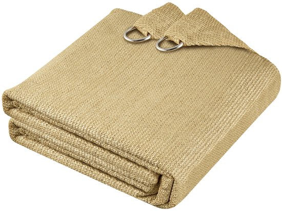 tectake® Rechthoekig Schaduwdoek Sunny - 5 x 7 m - Extra Stevig 185 g/m² HDPE Zonwering Doek - 50+ UV Bescherming - Weerbestendig en Scheurbestendig - Zonnescherm voor Tuin, Balkon, Terras - Zonnedoek inclusief Montagemateriaal - Zandkleur
