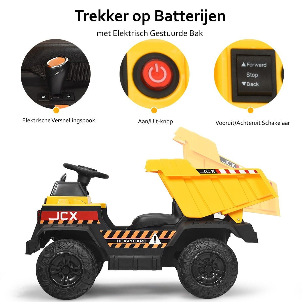 Coast 12V Children Tractor met elektrische achterste schop en afstandsbediening en lichten+muziek+radio voor kinderen vanaf 3 jaar