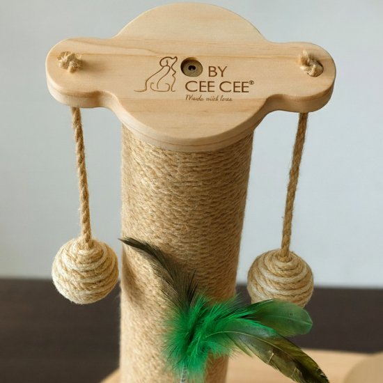 By Cee Cee Krabpaal - Krabpaal voor Katten - Katten Krabpaal - Houten Kattenspeelgoed - Ideaal Voor Meerdere Katten - 40x19x45.5cm - Luna