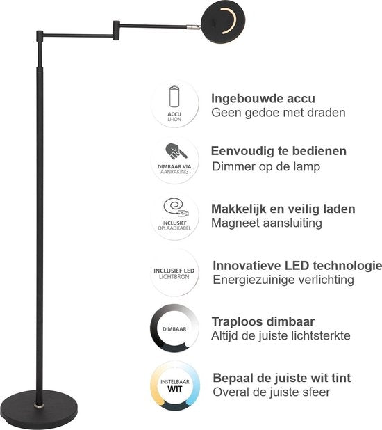 Steinhauer vloerlamp Soleil - zwart - luminium - 3515ZW