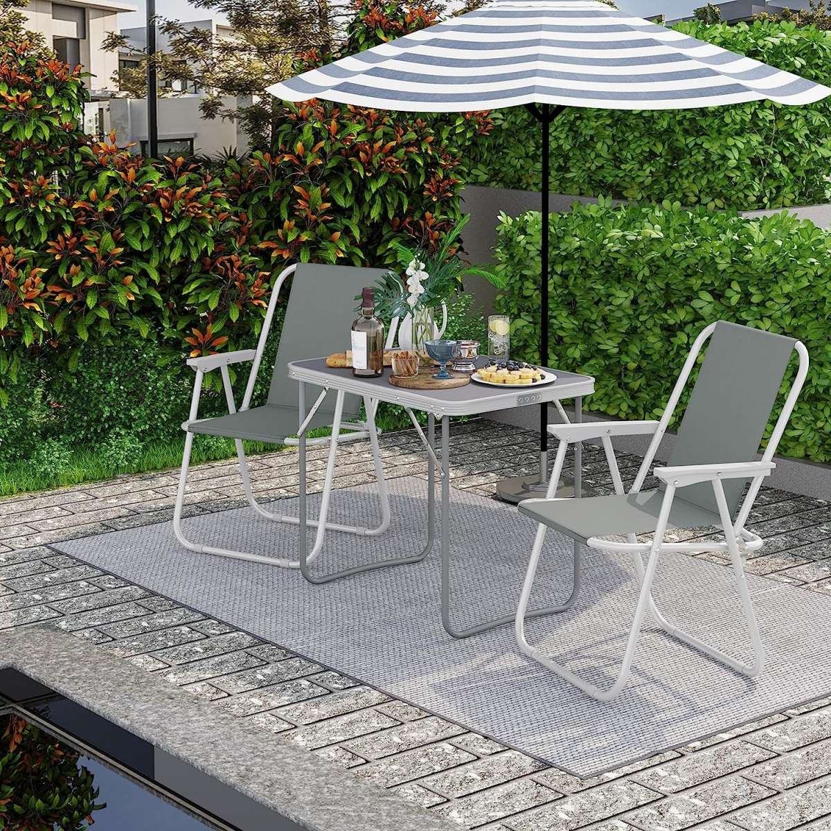 WOLTU Campingtafel 70 x 60 x 50 cm - Opvouwbaar - Handvat - Aluminium/MDF - Grijs
