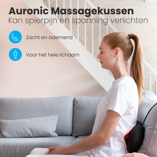 Auronic Shiatsu Massage kussen - Elektrisch Nek en Rug Massage Apparaat - Infrarood Warmte Functie - Nekmassage - Zwart