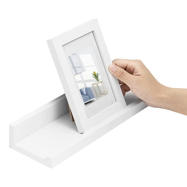 Woltu Set van 3 Witte Wandplanken - Zwevende Opbergplanken voor Woonkamer, Keuken en Slaapkamer