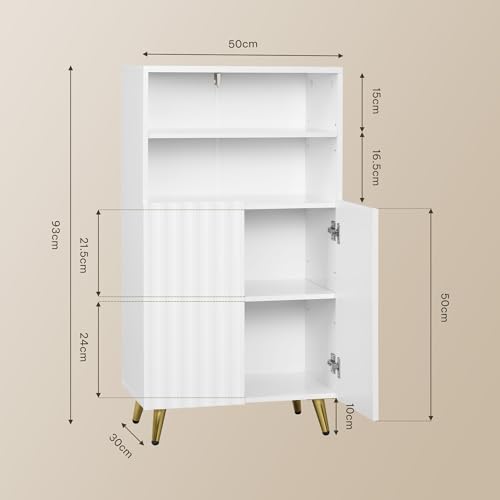 eSituro Badkamerkast Vloermodel Wit 50 x 30 x 93 cm met Verstelbare Planken