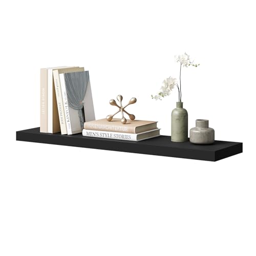 Woltu Zwevende Wandplank Zwart 90 x 22,9 x 3,8 cm voor Woonkamer en Kantoor
