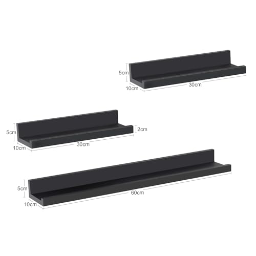 Woltu Wandplank Set 3-delig Zwart - 2x 30x5x10 cm, 1x 60x5x10 cm