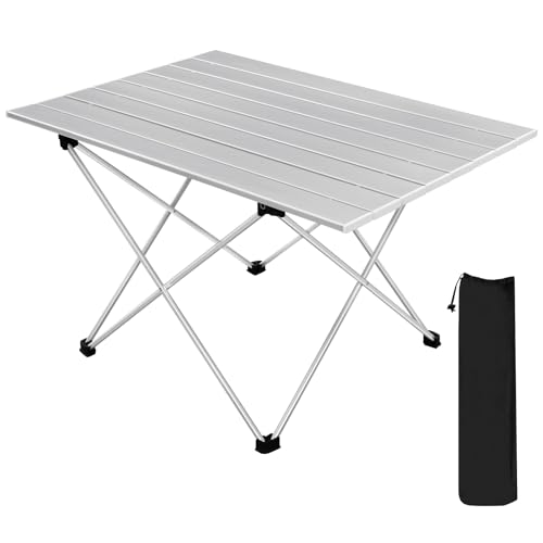 Woltu Vouwtafel Campingtafel Picknicktafel Aluminium Zilver 68 x 46 x 40 cm