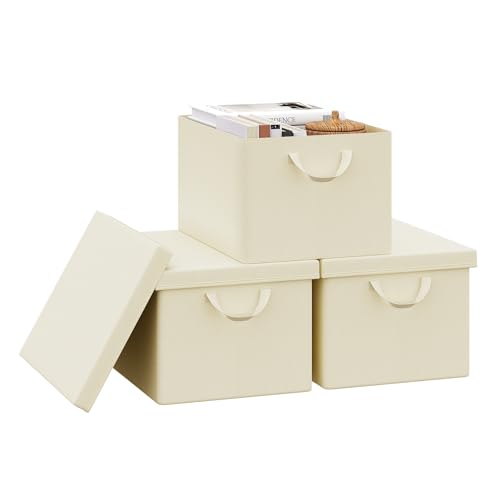 Woltu Opbergdoos met Deksel Set van 3 Crème 43 x 26 x 33 cm
