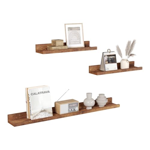 Woltu Set van 3 Wandplanken - Rustiek Bruin - 2x 40x10 cm & 1x 80x10 cm