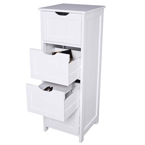 Esituro Badkamerkast SBP0020 Met 4 Lades - MDF Wit - Compact en Ruim 24 x 26 x 16 cm