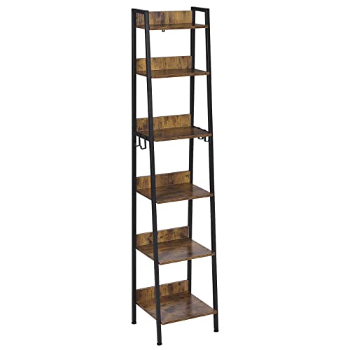 WOLTU open kast – Industrieel design met 4 haken – MDF en zwart metalen frame – 36 x 41 x 187 cm