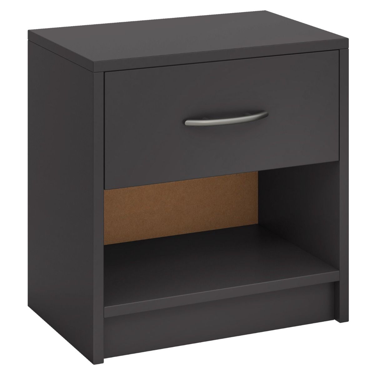 Coast Nachtkastje met lade - open opbergplank - compact ontwerp - 38,5 x 28 x 40,5 cm - bruin en zwart