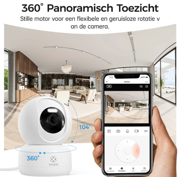 Woox Smart PTZ Camera 2K HD - Wit - 360° met AI-Herkenning & Nachtzicht