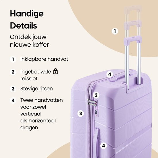 SC Urban Adventurer - Medium Reiskoffer - Cijferslot - 44x27x66cm - 78L - Reiskoffer met Kofferslot - Spinner wielen - Paars