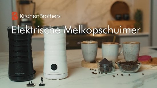KitchenBrothers Elektrische Melkopschuimer - 4-in-1 - 240 ML - Handige Melkschuimer - Antraciet