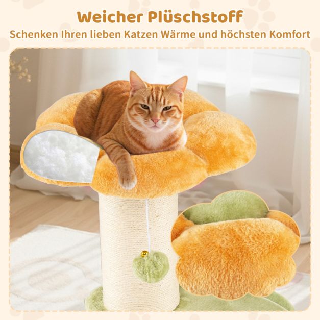 Coast Bloem Kattenboom – Kleine Krabpaal met Pluche Zitplek 40 x 40 x 69 cm – Geel