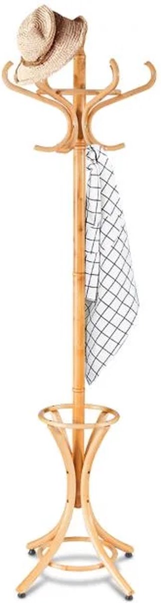 Coast Garderobe Stand Kleding Rack Jacket Stands met Parapluhouder 12 Kledinghaak Natuur