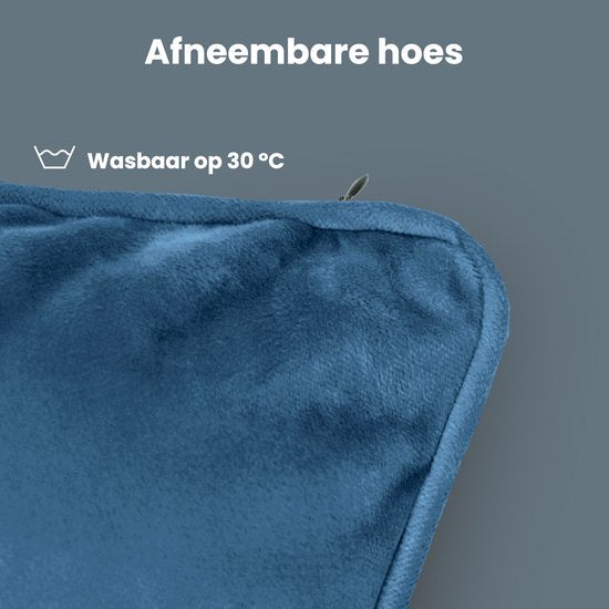Auronic Warmtekussen - Velvet - 45x45 - Draadloos - Oplaadbaar - Elektrisch kussen - Infrarood - Blauwgrijs