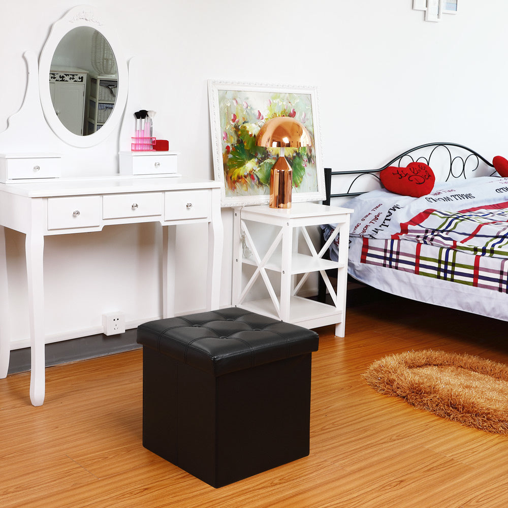 Casaria Zitbank met Opbergruimte - 38x38x38cm 40L Kunstleer – Zwart