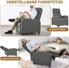 Yaheetech Relaxstoel – Grijs – 87 x 61,5 x 99 cm – Verstelbare Ligstoel met Voetsteun