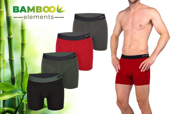 Bamboo Elements - Boxershort Heren - Bamboe - 4 Stuks - Maat L