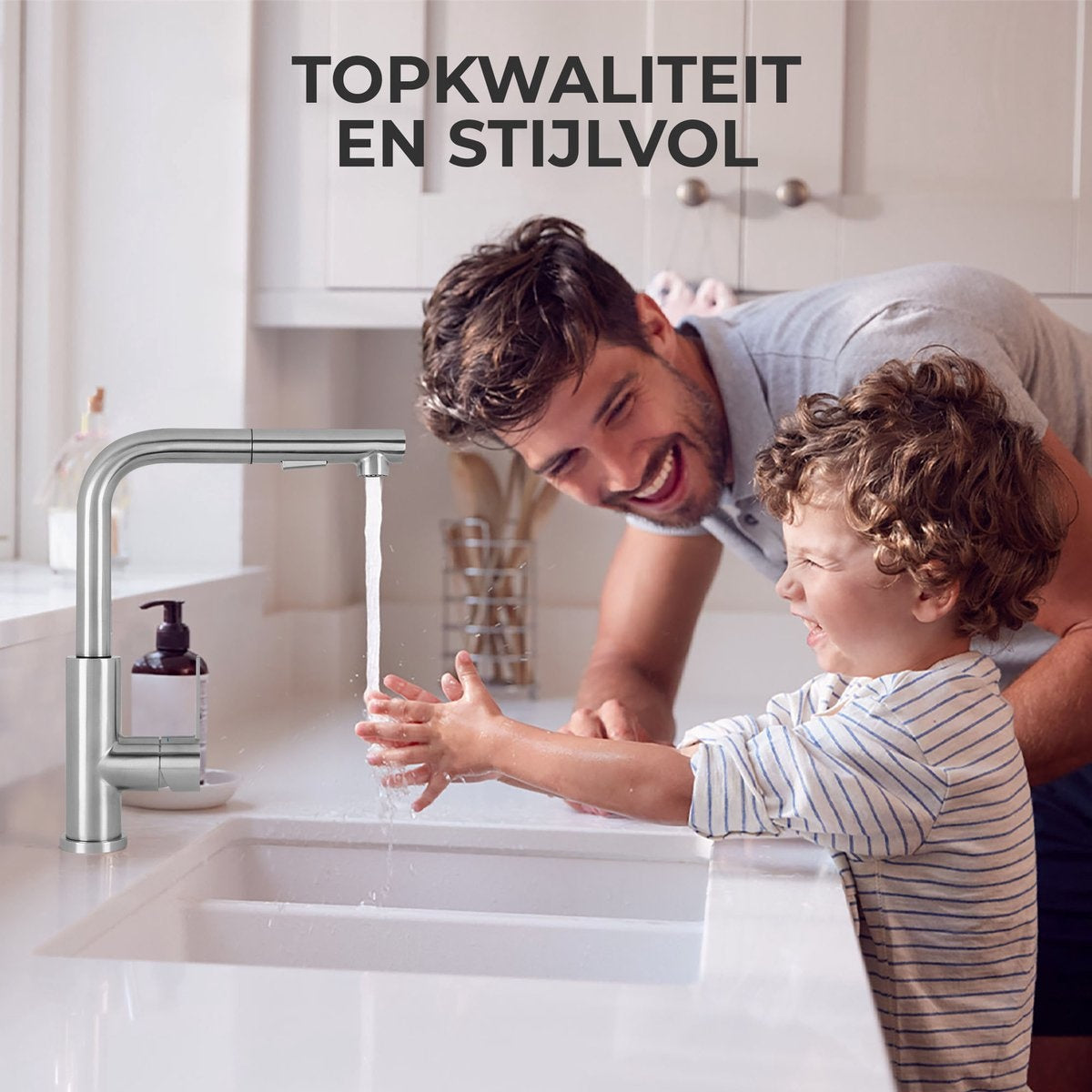 Mizzo Mauro RVS Keukenkraan met Uittrekbare Uitloop - Mengkraan met Handdouche - Keuken Kraan Zwenkbare Uitloop - 100% RVS