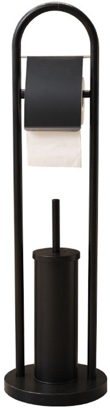 Ceruzo Toiletbutler Vrijstaand – Zwart RVS – Luxe WC Rolhouder – 80 cm Hoog – Modern Design
