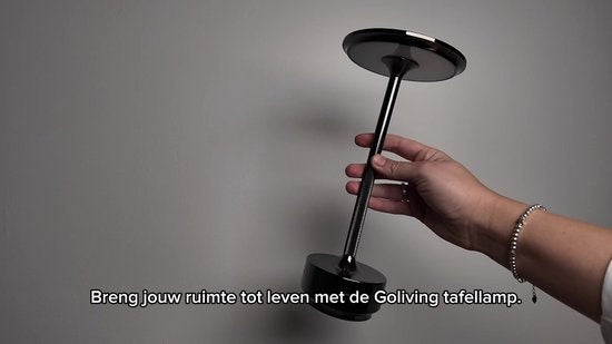Goliving Tafellamp Oplaadbaar – Draadloos en dimbaar – Moderne touch lamp – Nachtlamp Slaapkamer – Spatwaterbestendig – 27 cm – Zilver