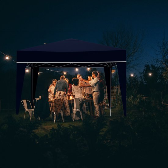 LifeGoods Partytent - Paviljoen - Easy Up - Opvouwbaar - Waterdicht - Met Draagtas - 300 x 300 cm – Blauw