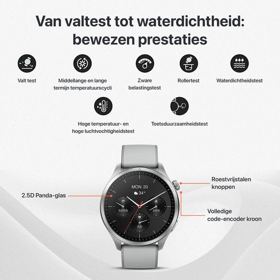 Otiume Modern Pulse GTR1 – Smartwatch – 46mm Amoled Display – Dual GPS – Bluetooth bellen – Zwart