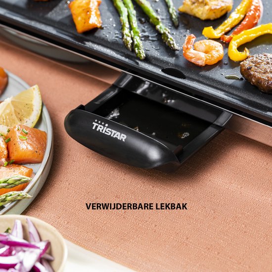 Tristar Bakplaat BP-2984 - Gourmet bakplaat XL - Grillplaat 90 cm - Voor 8 tot 10 personen - Met regelbare thermostaat - Anti-aanbaklaag - Extra lang snoer - Zwart