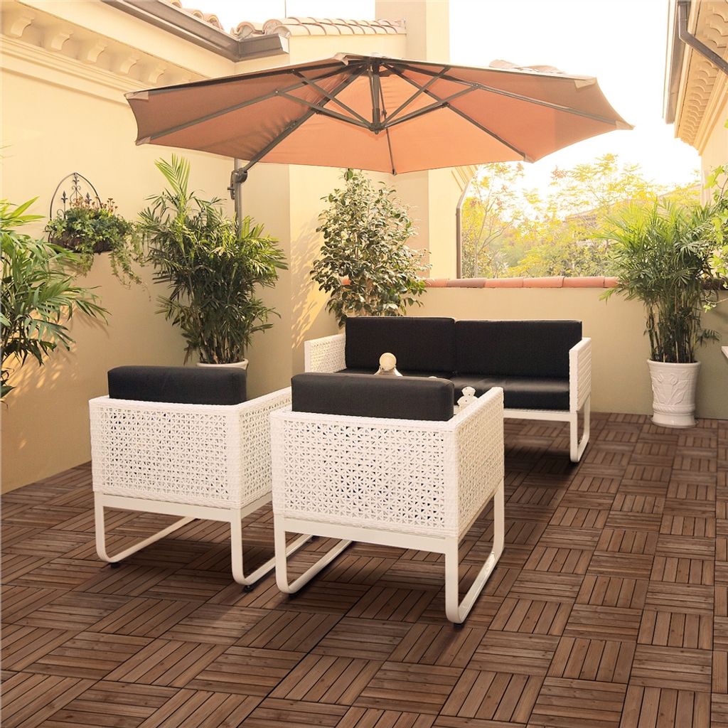 Yaheetech Houten Kliktegels - 11 Stuks - Circa 1 m² - 30 x 30 cm - Bruin